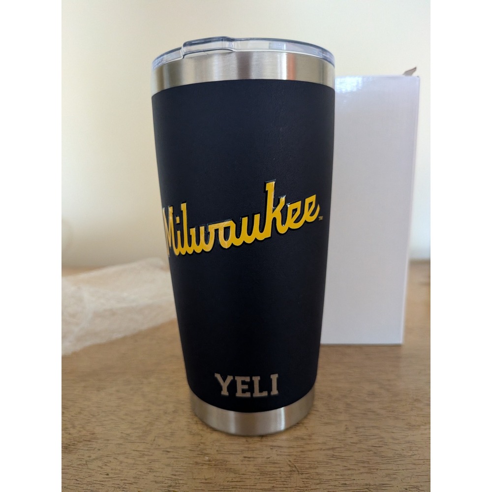 Milwaukee Brewers Christian Yelich 22 Tumbler Navy Blue Stainless Steel 7in NIB - Picture 2 of 8
